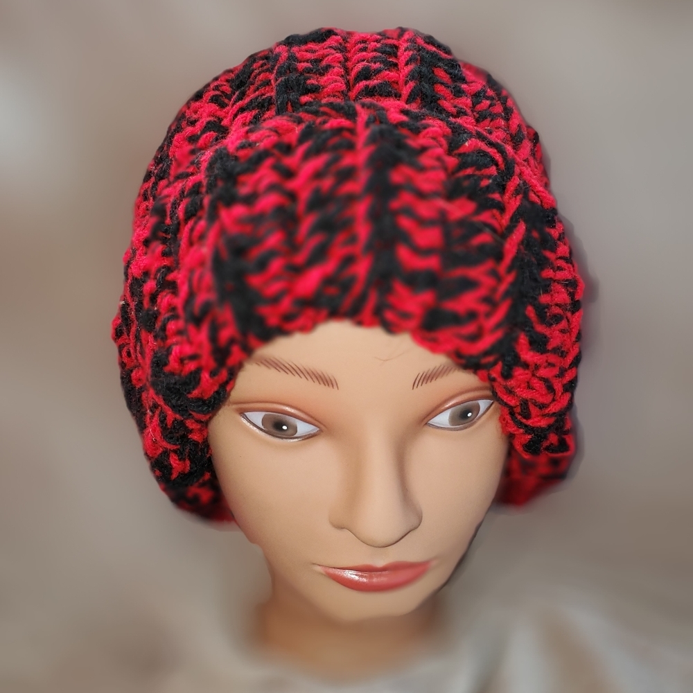Crocheted thick large slouchy beanie hat